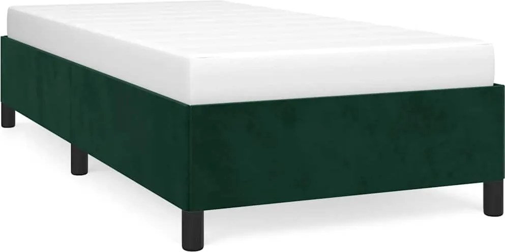vidaXL sötétzöld bársony ágykeret matrac nélkül 90x200 cm
