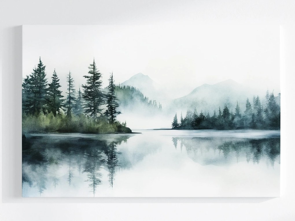 Vászonkép Canvas Tájkép Hegyek Erdő Fák Víz Tó Tükröződés 60x40