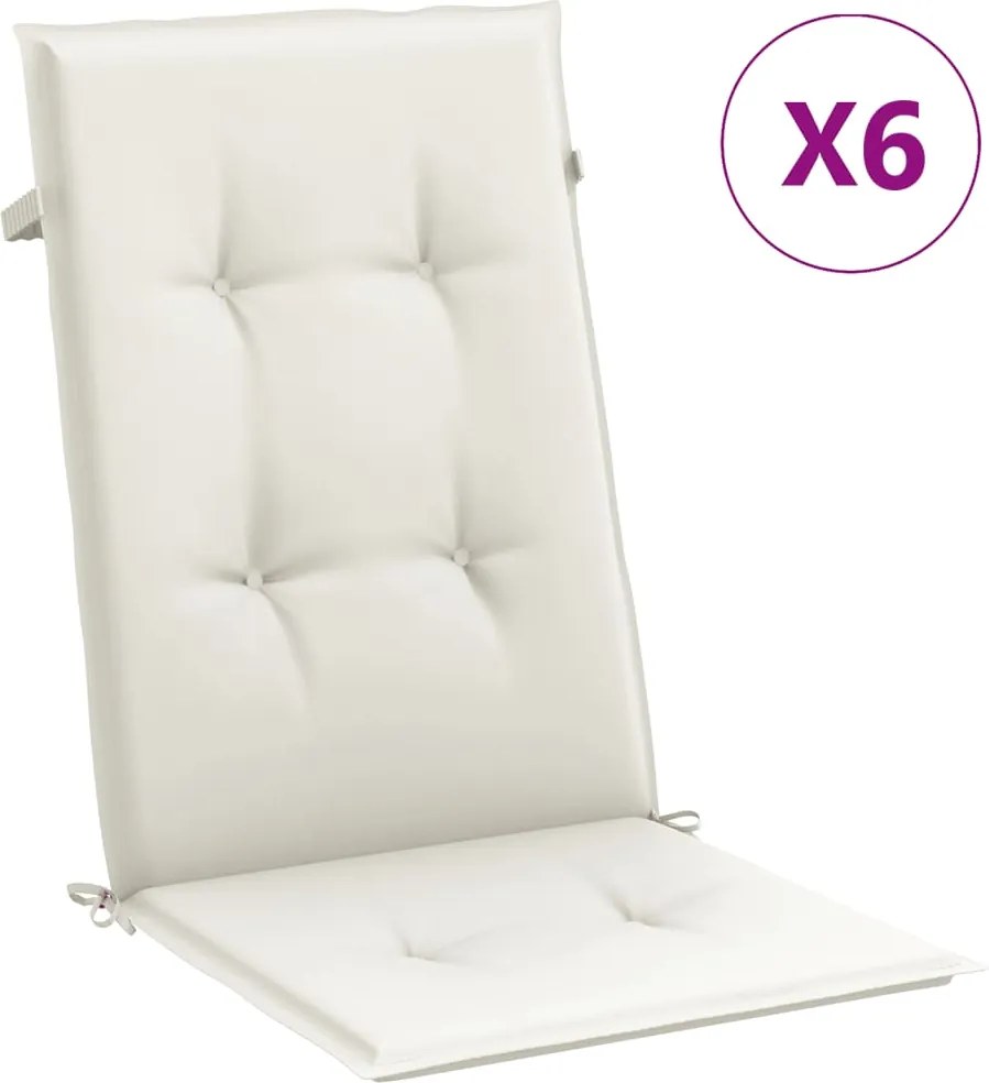 vidaXL 6 db krémszínű szövet magas háttámlájú székpárna 120x50x4 cm