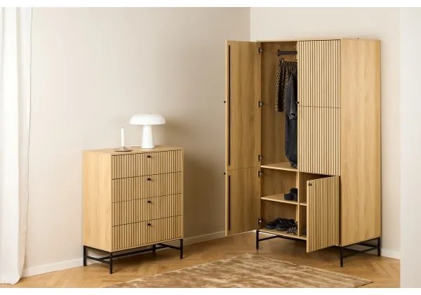 OLIVIA gardróbszekrény 99x200 cm, tölgy