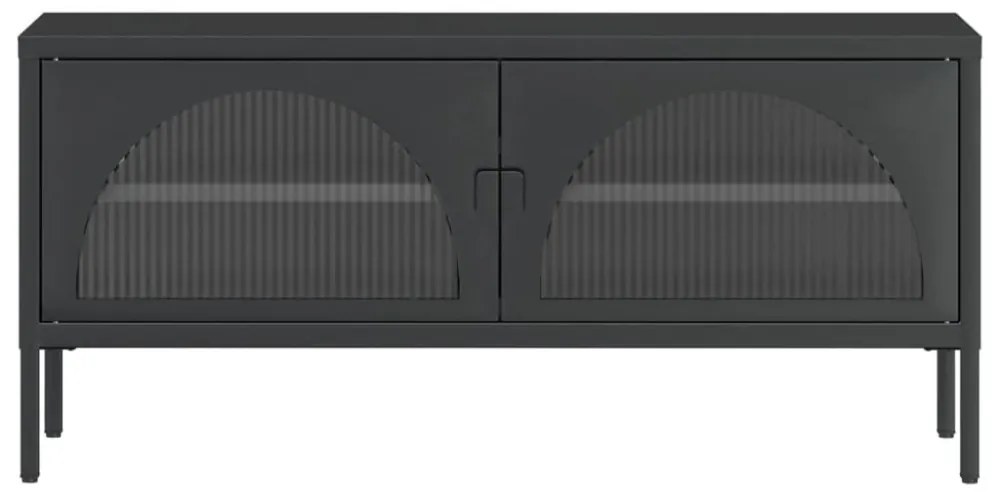 fekete üveg és acél TV-szekrény 105 x 35 x 50 cm