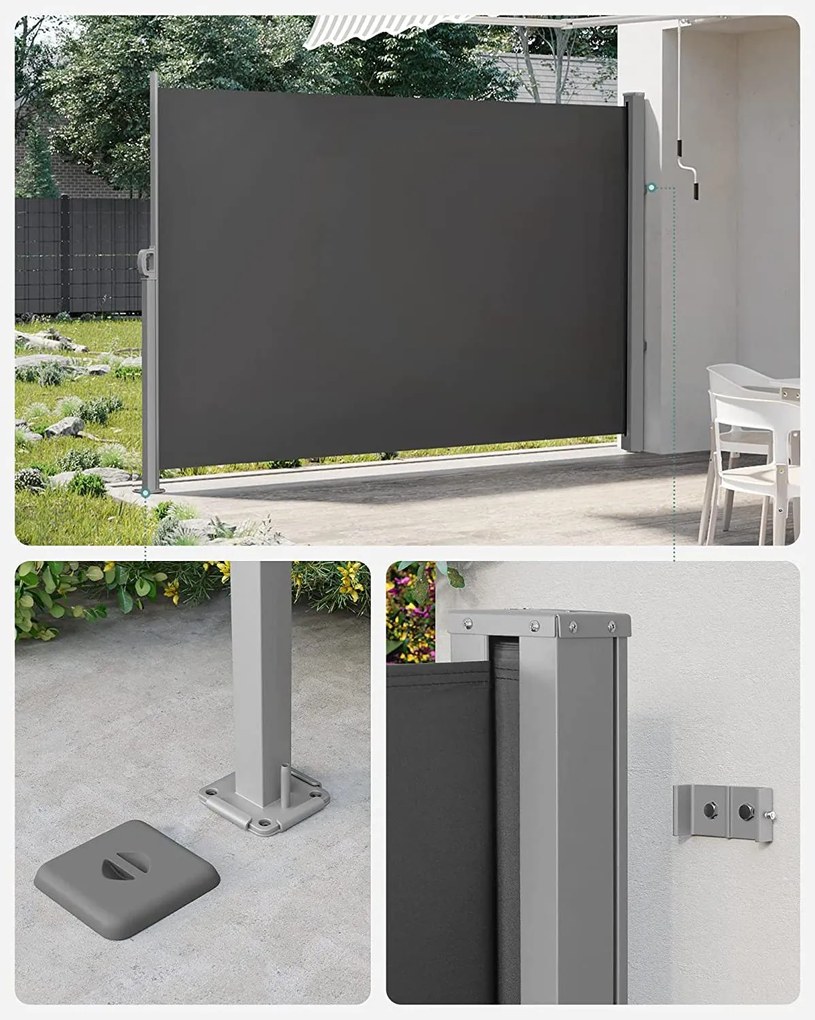 Oldalsó napellenző erkélyre és teraszra 300 x 160, cm, füstszürke