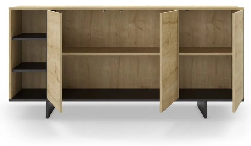 Natúr színű alacsony komód tölgyfa dekorral 170x80 cm Cequoia – Marckeric