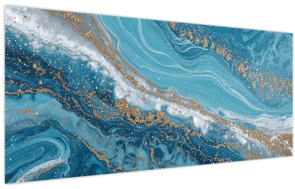 Kép - Világoskék márvány arannyal I. (120x50 cm)