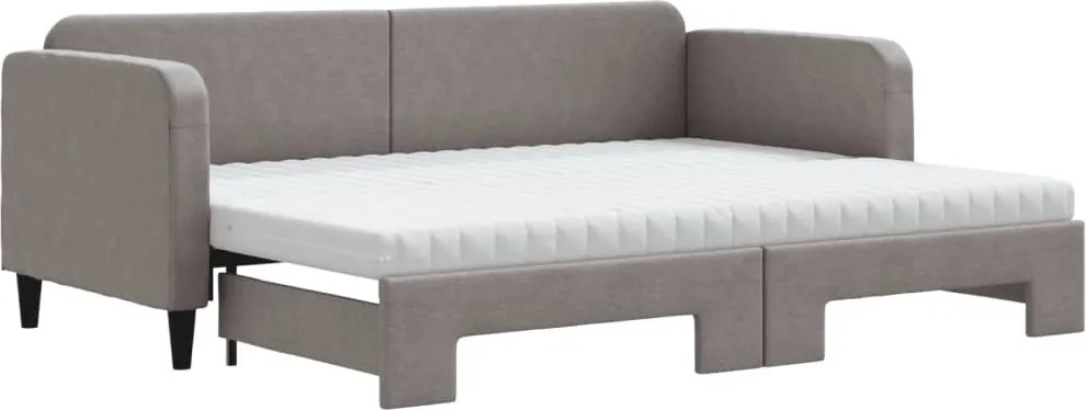 vidaXL tópszínű kihúzható szövet heverő matracokkal 80 x 200 cm