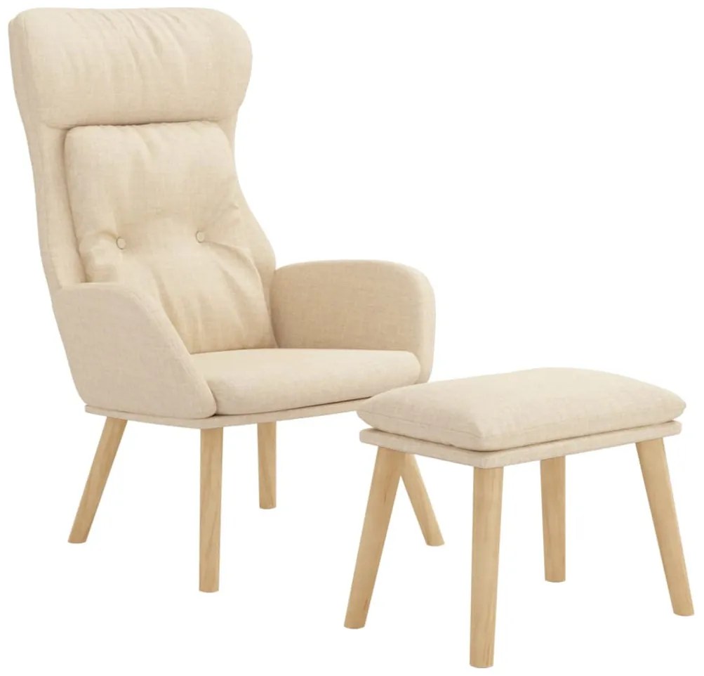 Krémszínű szövet pihenőfotel lábtartóval