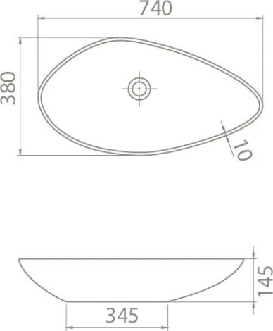 CeraStyle OLIVE - PULTRA ültethető - Top Counter - porcelán mosdó - MATT BÉZS - 75 x 38 cm