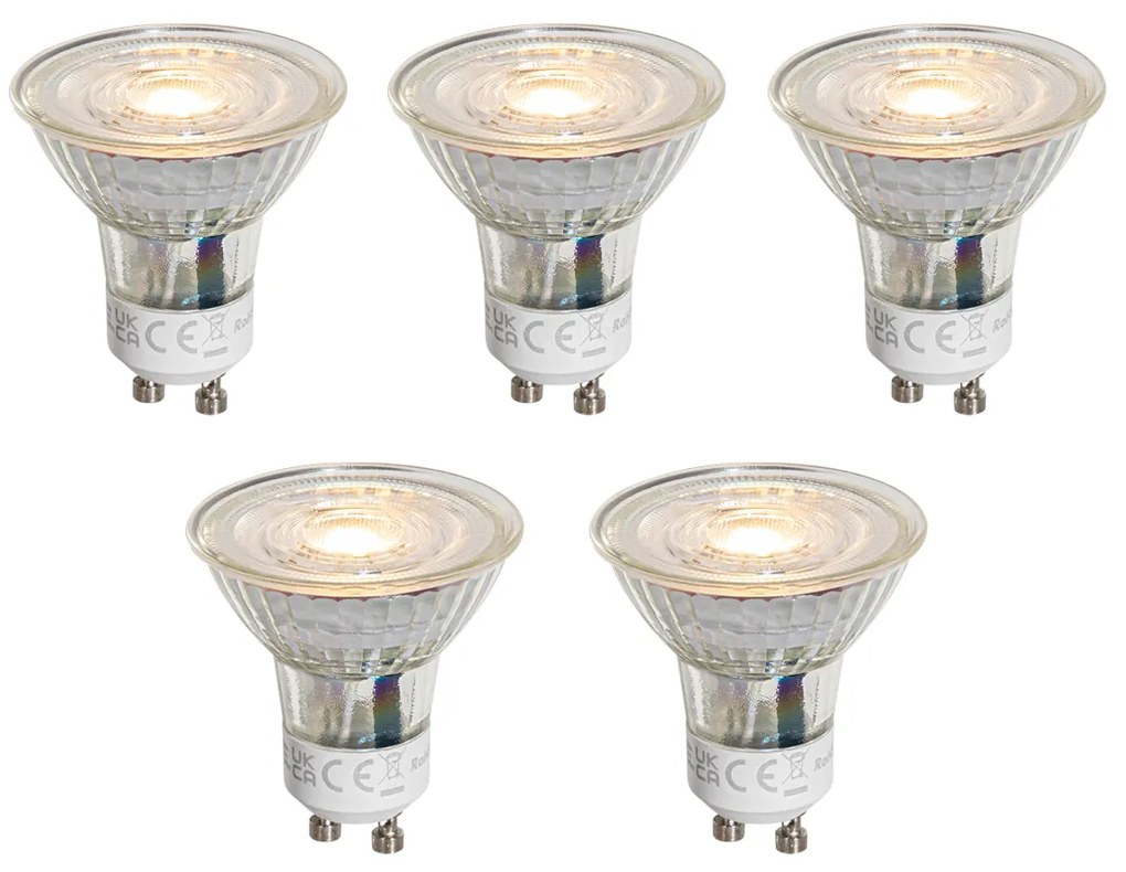 5 darabos GU10 50 mm-es LED izzókészlet átlátszó 1W 80 lm 2200K
