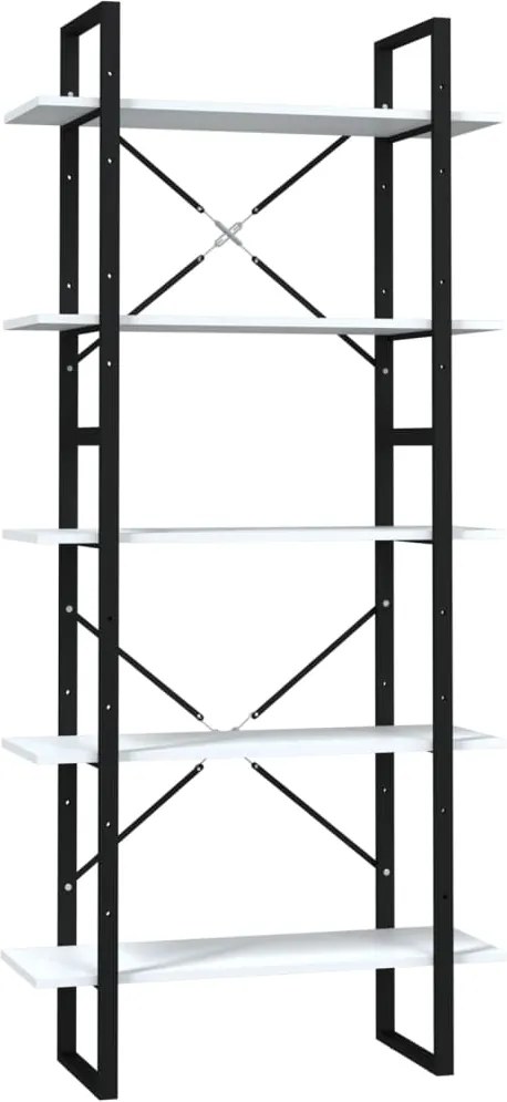 vidaXL 5 szintes fehér szerelt fa könyvszekrény 80 x 30 x 175 cm
