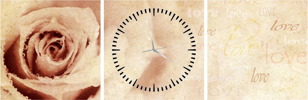 Kép - Rózsa virág szerelmeseknek (órával) (90x30 cm)