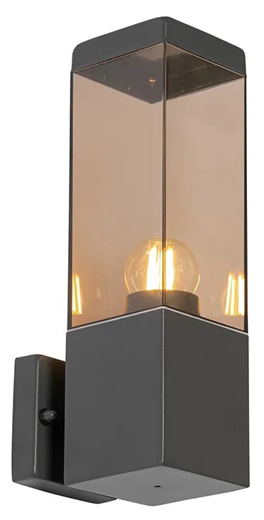 Modern kültéri fali lámpa sötétszürke füstüveggel - Malios