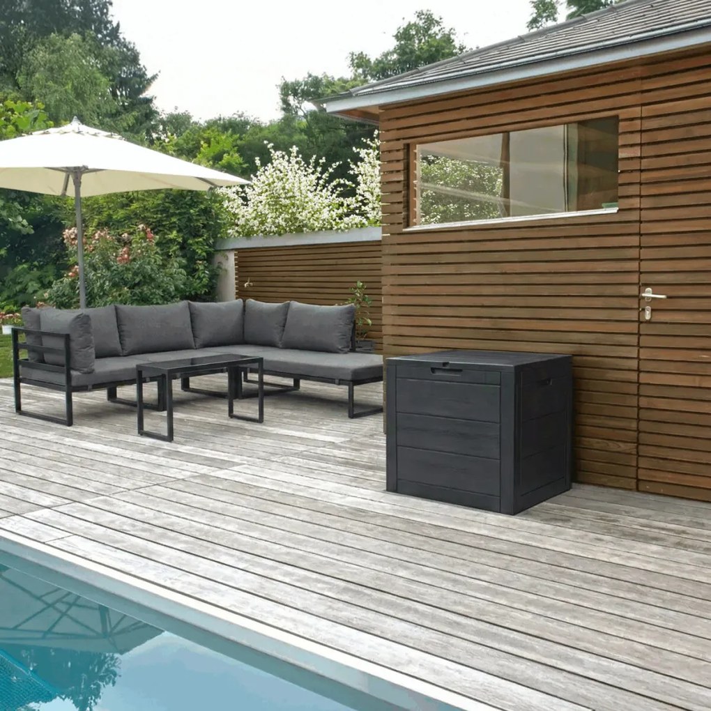 Kerti tároló box 56x43x53 cm, műanyag, szürke, AZB-G2035 GREY