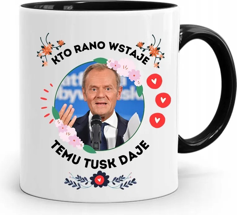 Donald Tusk Fekete Bögre Platform Ajándék fényképes nyomtatással