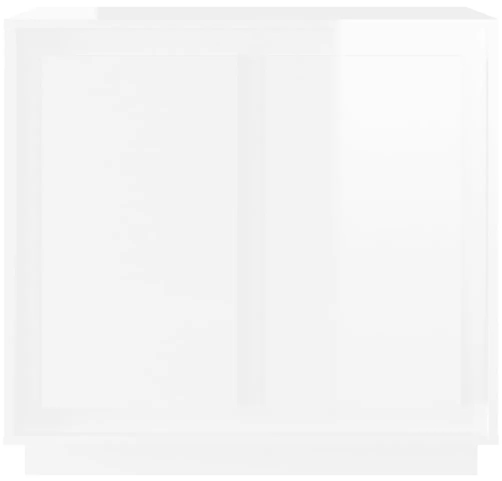 magasfényű fehér szerelt fa tálalószekrény 80 x 34 x 75 cm