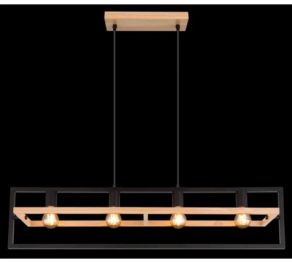 Globo 15575-4H - Kábellel függesztett ERICA csillár 4xE27/40W/230V fekete/bézs