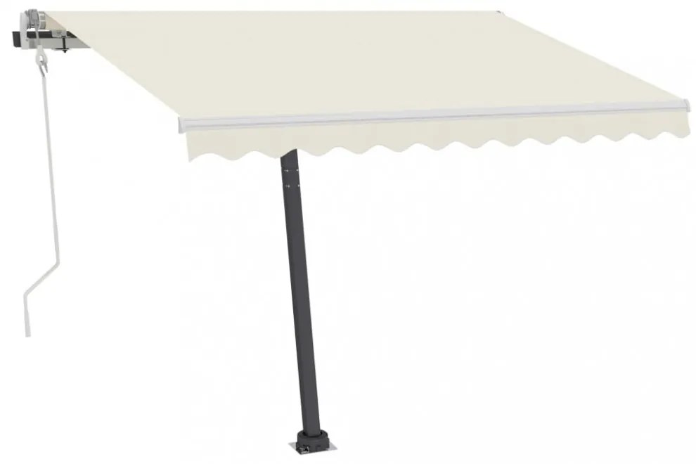 krémszínű kézzel kihúzható LED-es napellenző 300 x 250 cm