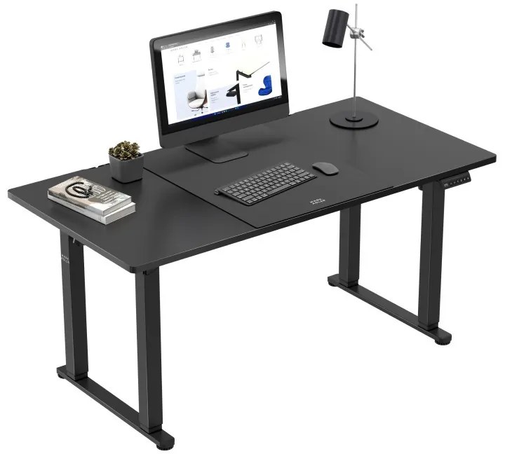 Állítható íróasztal, magasságállítás, 160 cm x 80 cm x 119 cm két motor, fekete