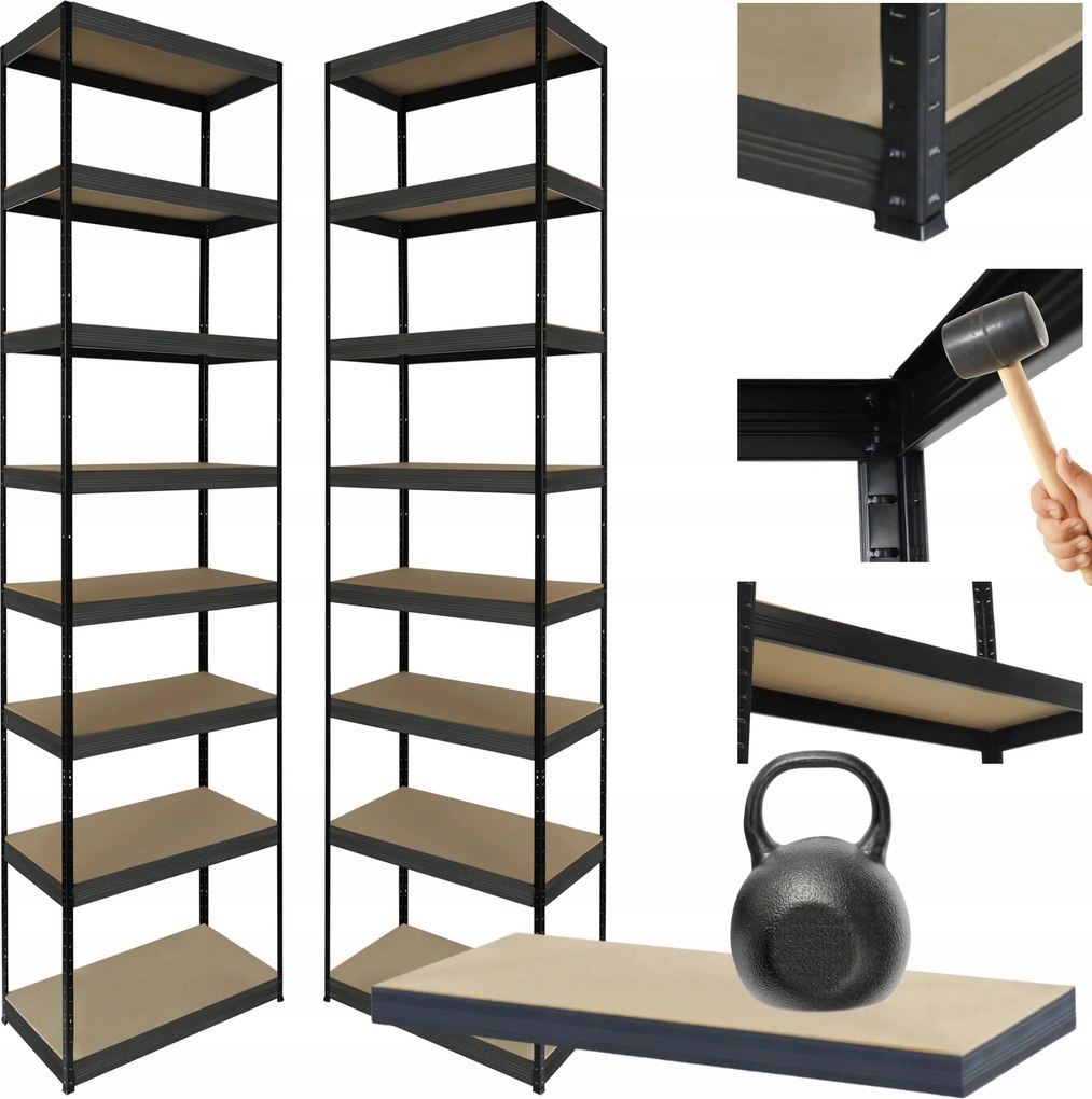 Tárolószekrény fém állvány Helios 270x35x35cm 8Px175kg 300EZER Komb