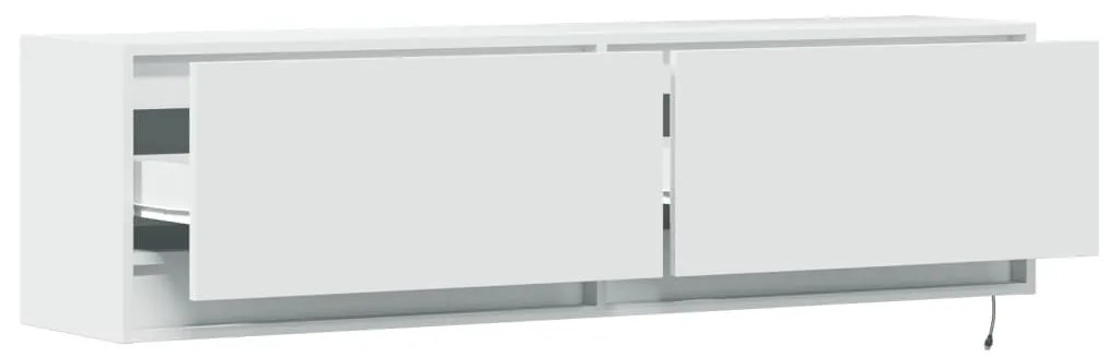 fehér falra szerelhető TV-szekrény LED-ekkel 140 x 31 x 38 cm