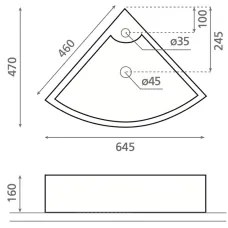 Bathco 0043 - Sarok falra szerelhető mosdó OPORTO 64,5x47 cm porcelán/fehér