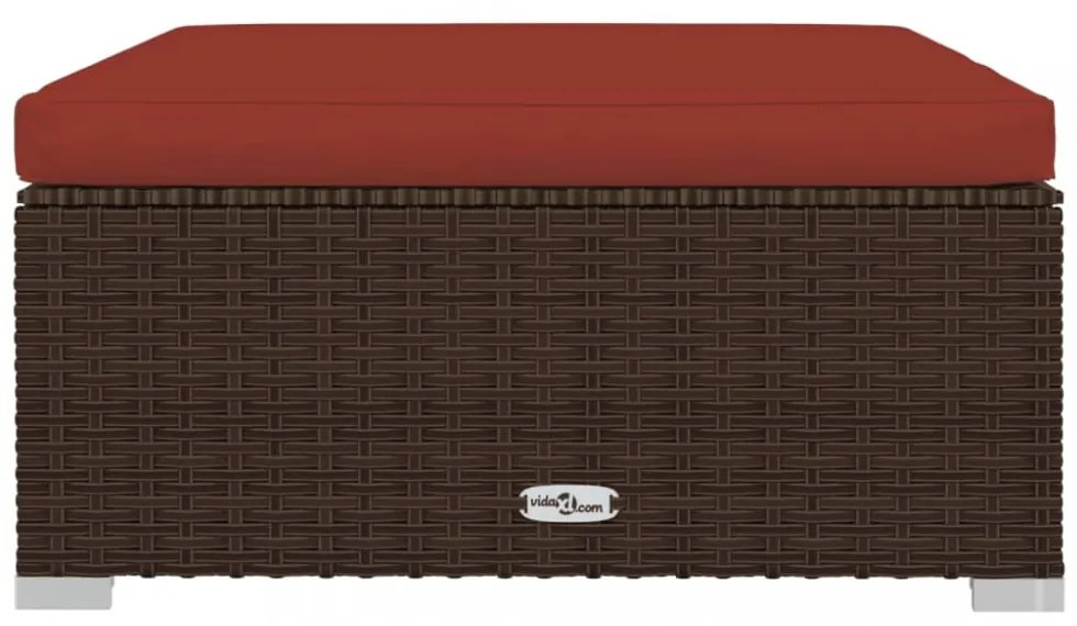 vidaXL 10 részes barna polyrattan kerti bútorszett párnákkal