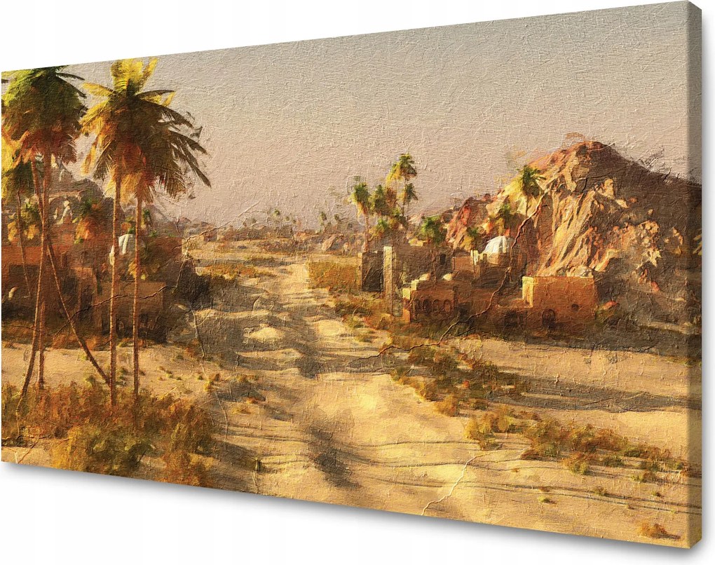 Vászonkép Sivatagi város Nap Régi fotó 70x50 cm