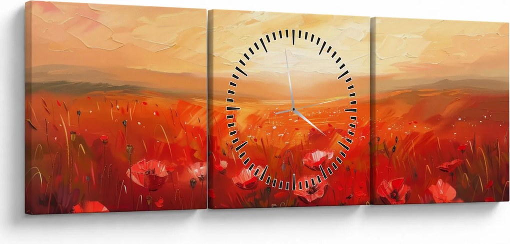 Kép - Mező pipacsok (órával) (90x30 cm)