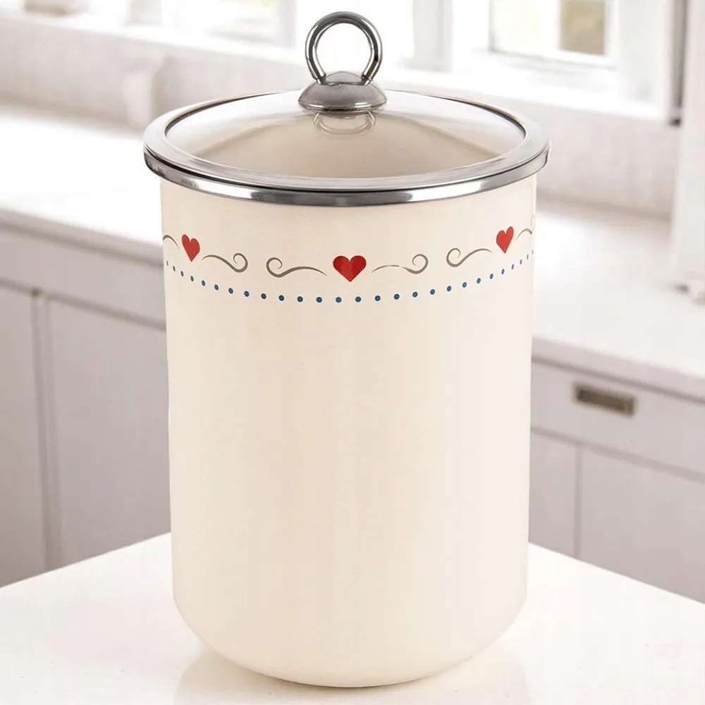 Zománcozott ételtároló doboz üveg fedéllel 1,9 l