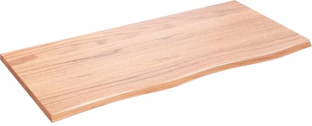 vidaXL világosbarna kezelt tömör fa fürdőszobai pult 100x50x2 cm