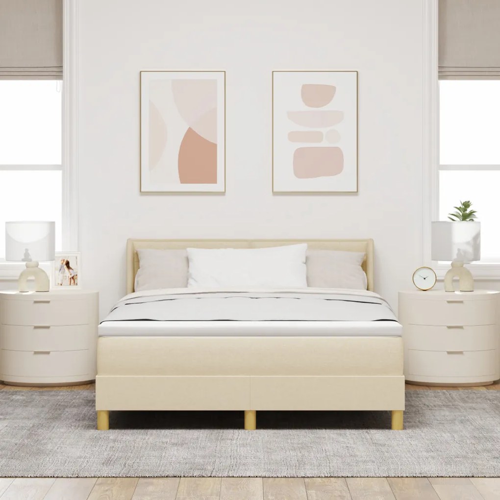 Boxspring Ágy Matraccal – Krém – 140 x 190 cm – Szövet