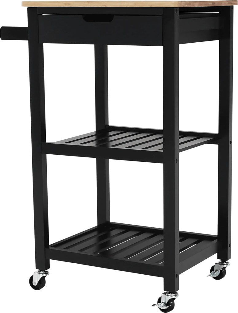 Tálalókocsi, természetes/fekete, ARETE