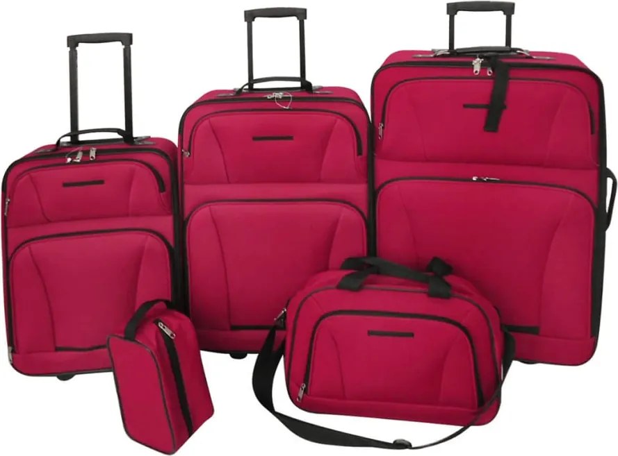 vidaXL 5 darabos piros utazóbőrönd szett