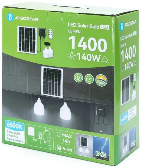 Aigostar - LED napelemes csillár 2xLED/70W/12V 12000 mAh 6500K átmérő 12 cm