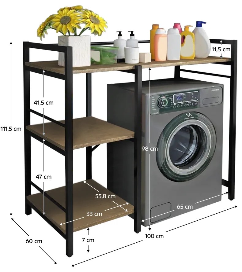 BARNET mosógép feletti polc, tölgyfa