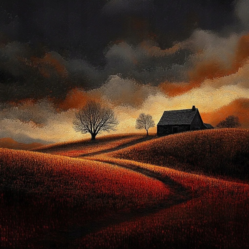 Vászonkép Canvas Tájkép Kilátás Falu Felhők Vihar 40x40