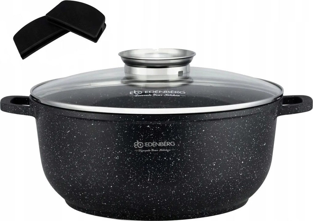 Márvány bevonatú fazék 18,5L 40cm Edenberg 8155 fedővel, indukciós, gáz, sütő kompatibilis
