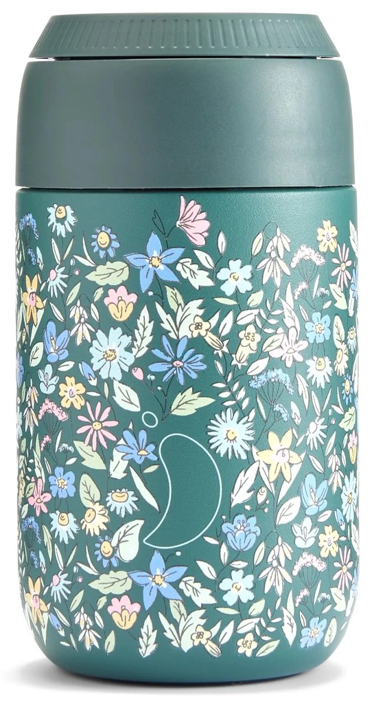 Chilly's Bottles termosz bögre - Pine Green 340ml, Summer Sprigs/Series 2 edition
