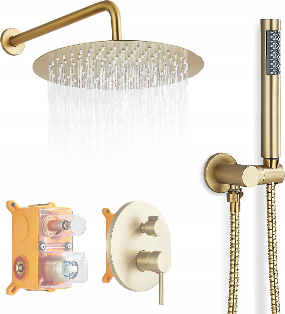 Süllyesztett Zuhany Szett Viventis Arany Csiszolt Doboz Szerelvény Plusz