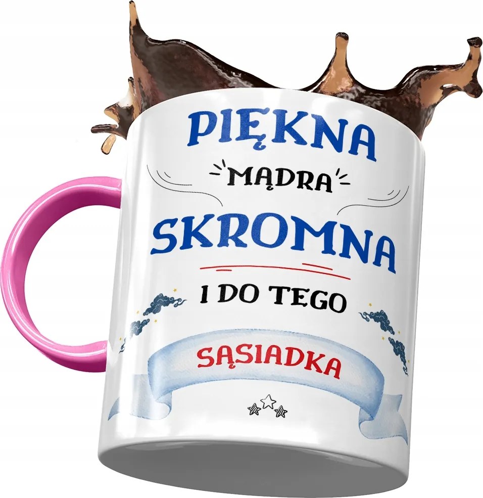 Rózsaszín Bögre A Szomszédnak Gyönyörű Okos Szerény Nyomtatott Fotóval