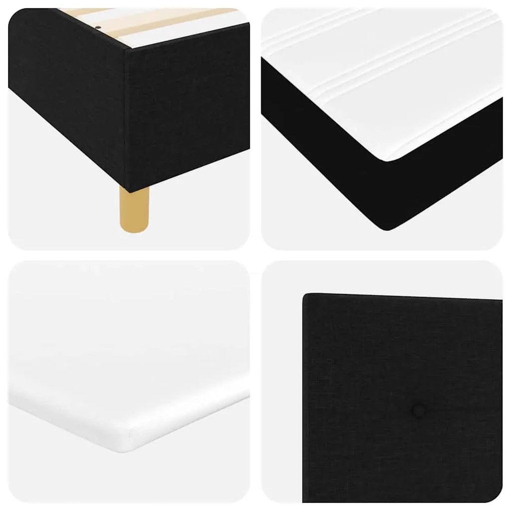 Box Spring ágy matracmal fejtámlával Fekete 200 x 200 cm szövet
