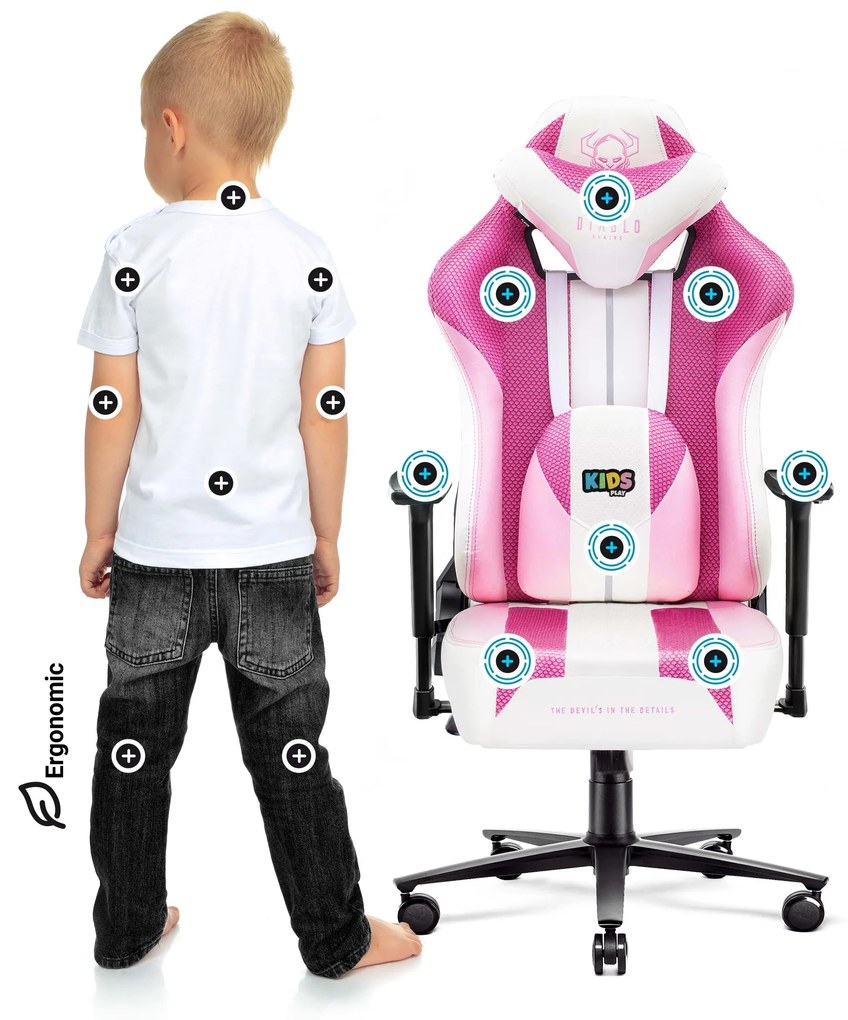 Diablo X-Player 2.0 szövet gamer szék gyerekeknek Kids méret: Marshmallow Pink/Rózsaszín