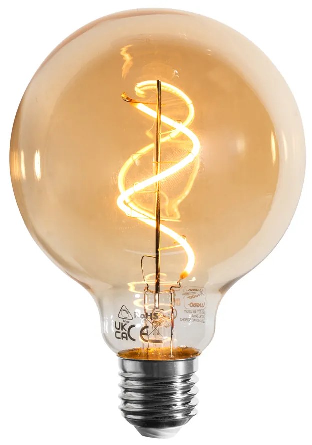 5 darabos E27 dimmelhető LED izzó spirál filament G95 arany 4W 270 lm 2100K készlet