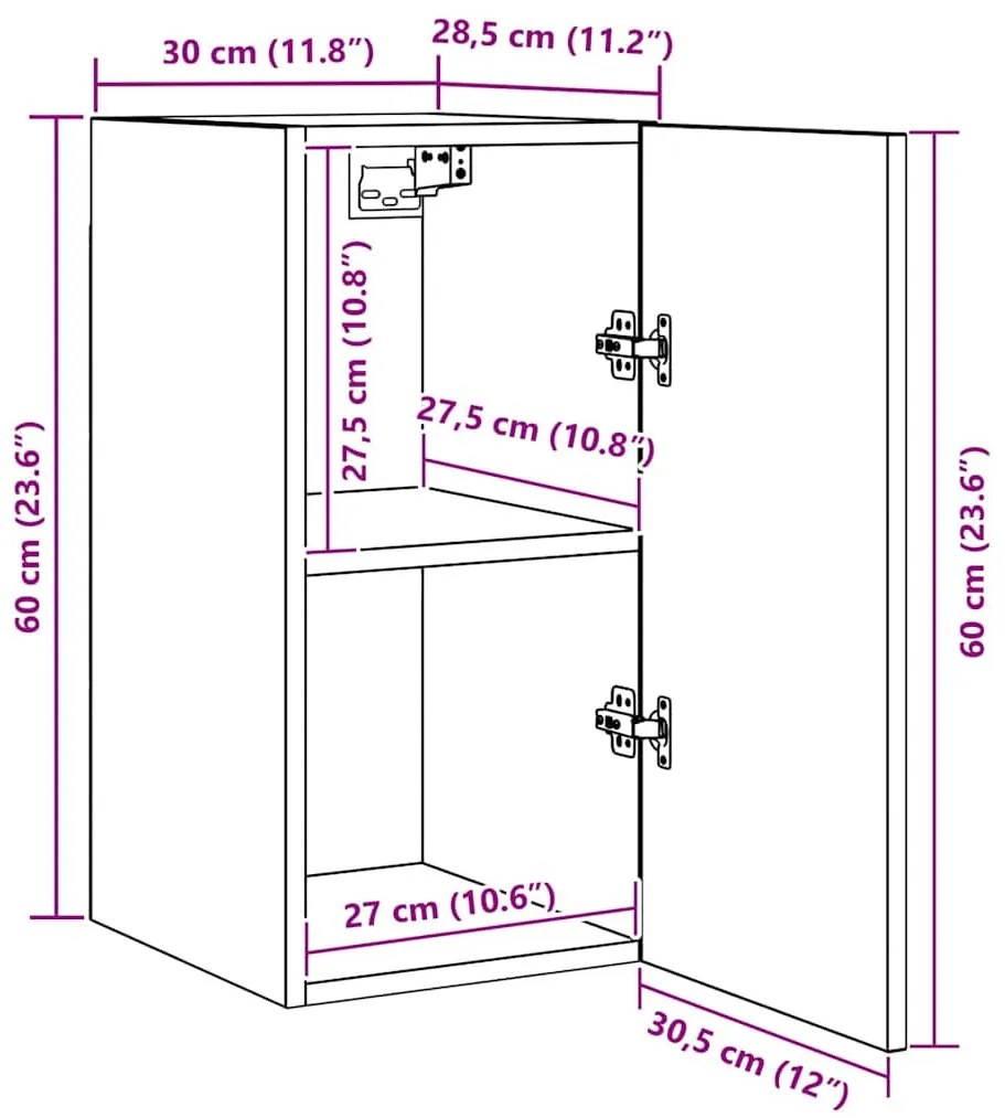 TV Szekrény Szett 4 pcs Musta tammi 30.5 x 30 x 60 cm Faanyag