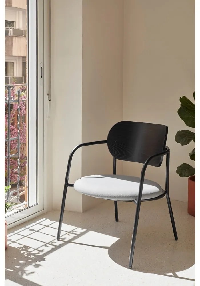 Fekete-szürke fotel kőrisfa dekorral Eclipse - Teulat