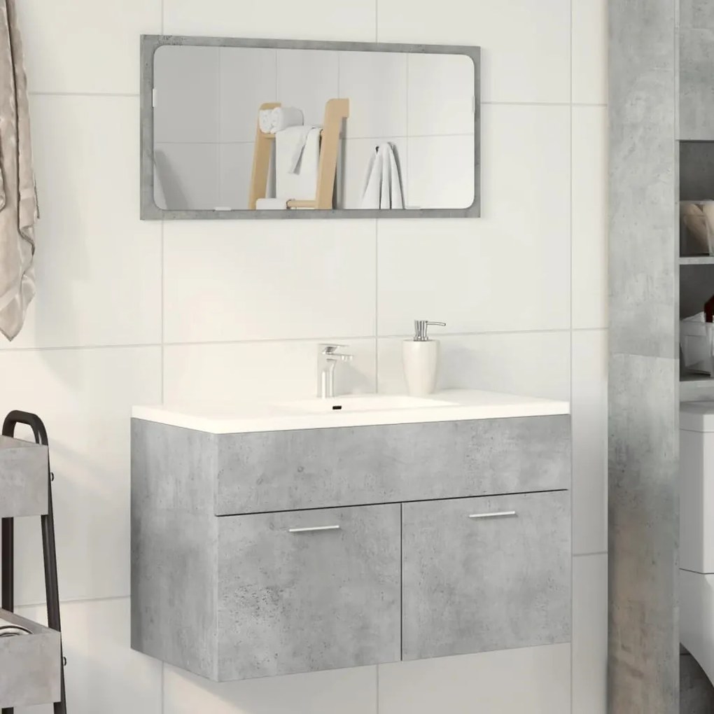 Betonszürke szerelt fa mosdószekrény 80 x 38,5 x 46 cm