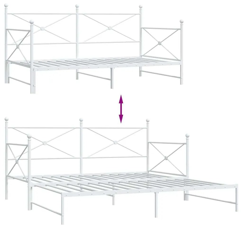 Daybed with Trundle without Mattress White 107x203 cm acél