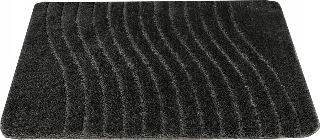 Fürdőszobaszőnyeg Gumírozott Wc-szőnyeg Grafit Hullámok Csíkok Sara 60x100 cm