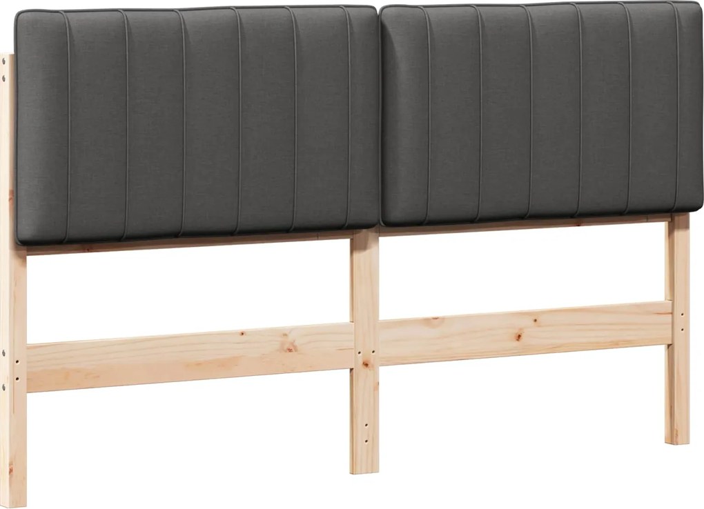 vidaXL Kárpitozott fejtámla Barna és sötétszürke 150 cm Tömör fenyőfa