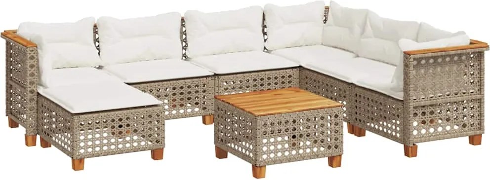 vidaXL 8 részes bézs polyrattan kerti ülőgarnitúra párnával