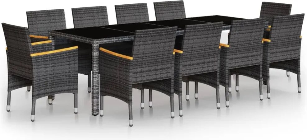 vidaXL 11 részes szürke polyrattan kerti étkezőgarnitúra